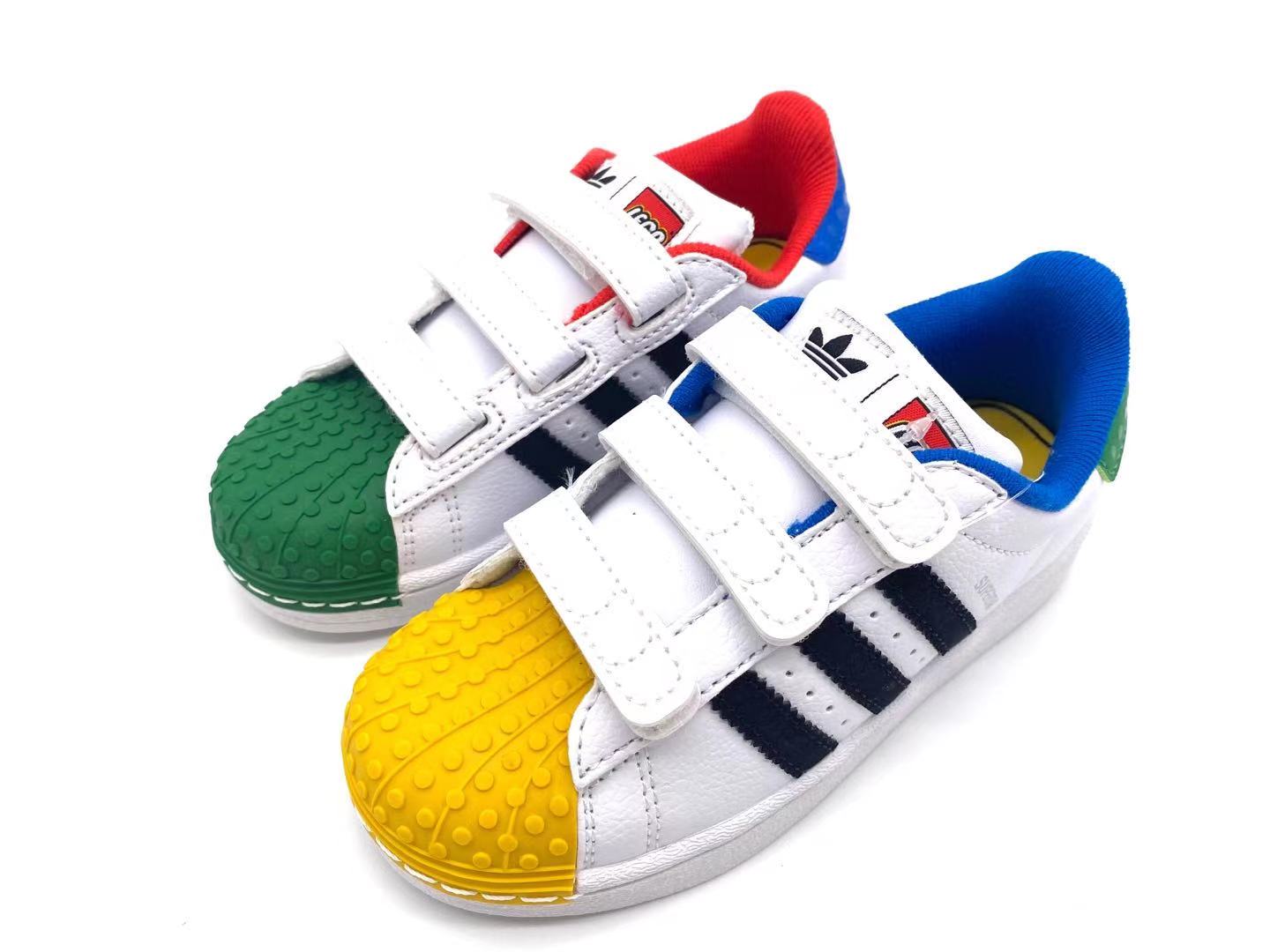 Adidas classic shell toe children's shoes" white, red, blue, green"