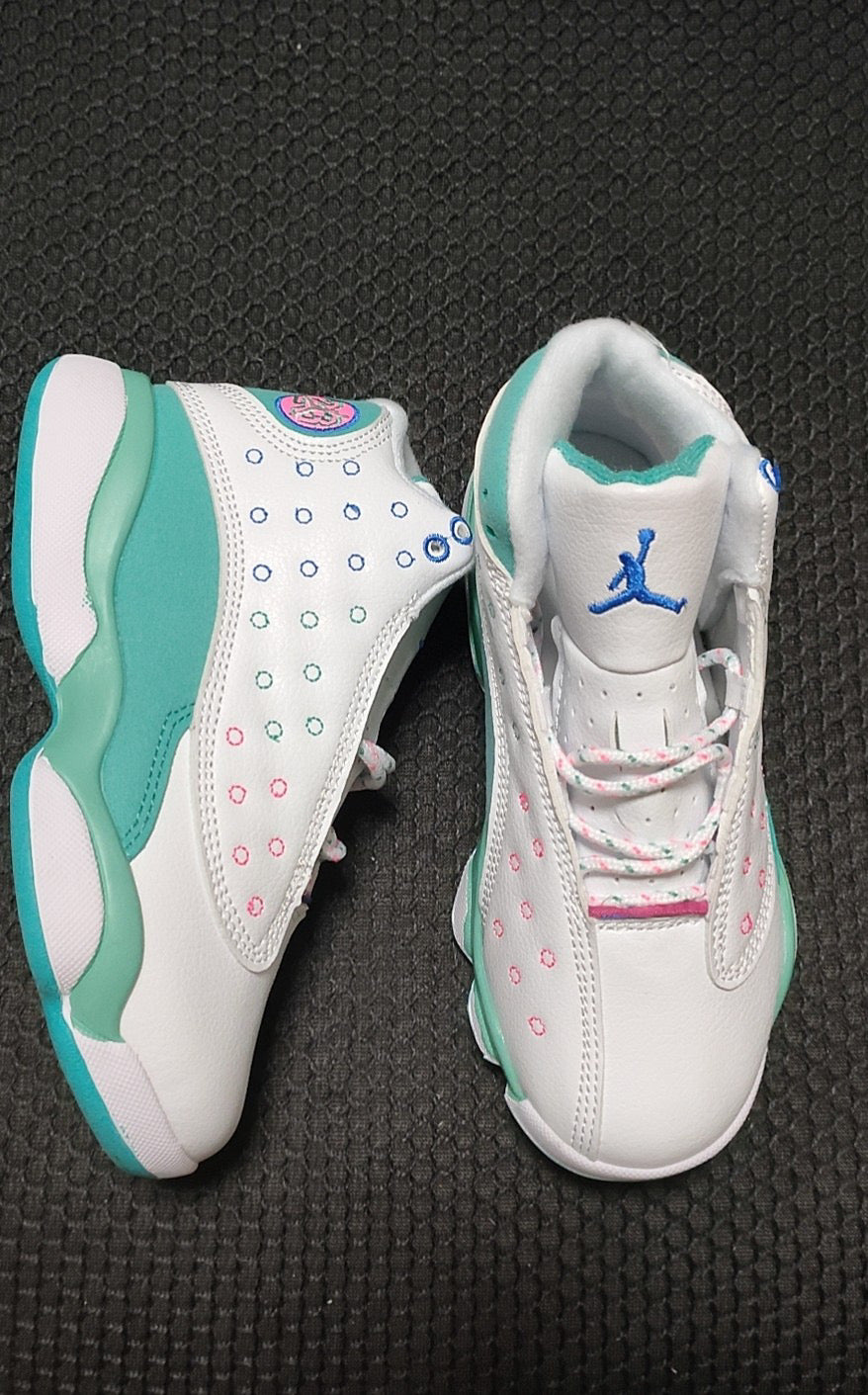Joe 13 high top children's shoes" white, turquoise"
