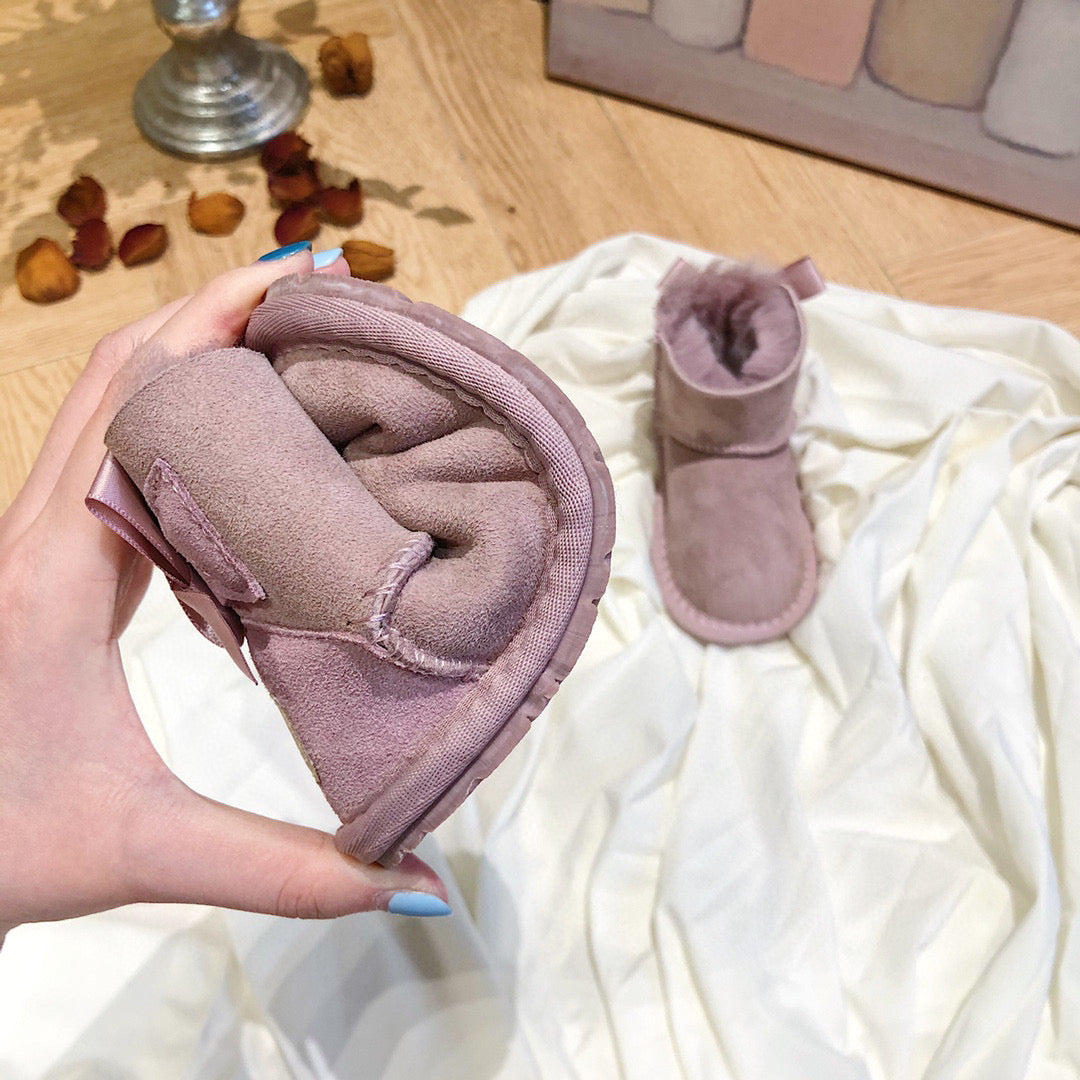 UGG bow wool integrated toddler shoes snow boots"  mauve"