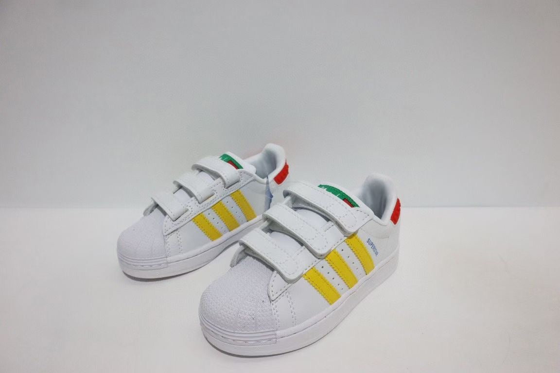Shell toe two-layer cartoon children's shoes" white, yellow"