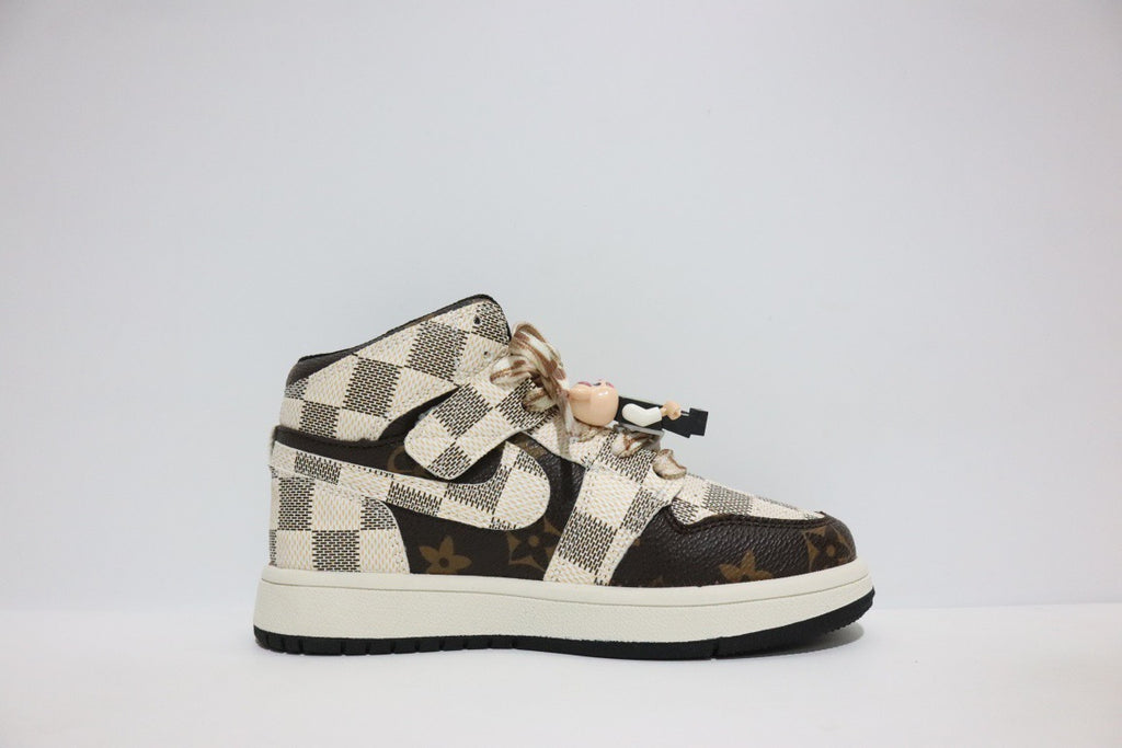 Joe 1 chessboard Lego high school children's shoes" brown, cream"
