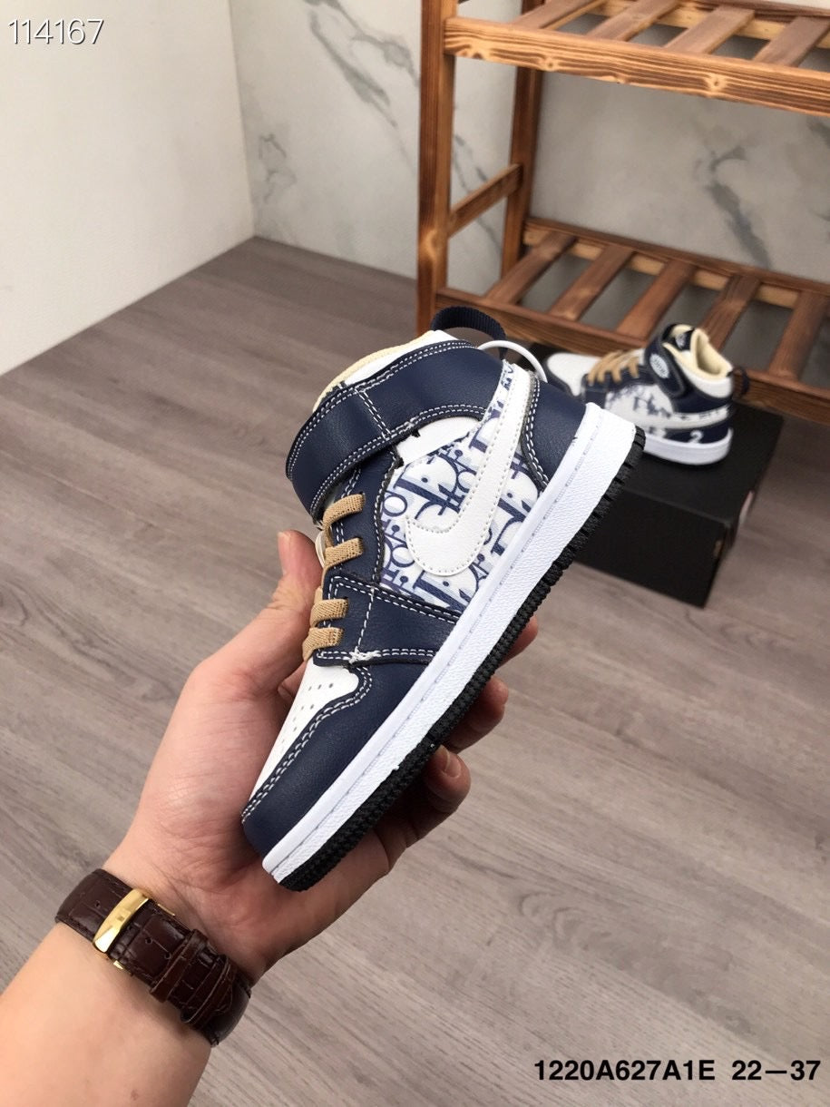 Joe's high-top Velcro children's shoes" Navy, white"