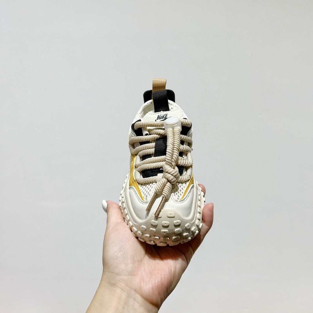 NK mesh drawstring children's tire shoes "Cream, Mustard Yellow"