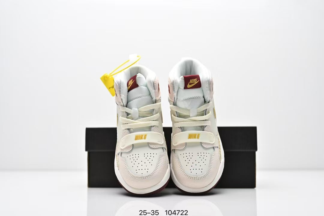 Jordan 312 high top children's shoes full second layer leather" white, light pink, yellow"