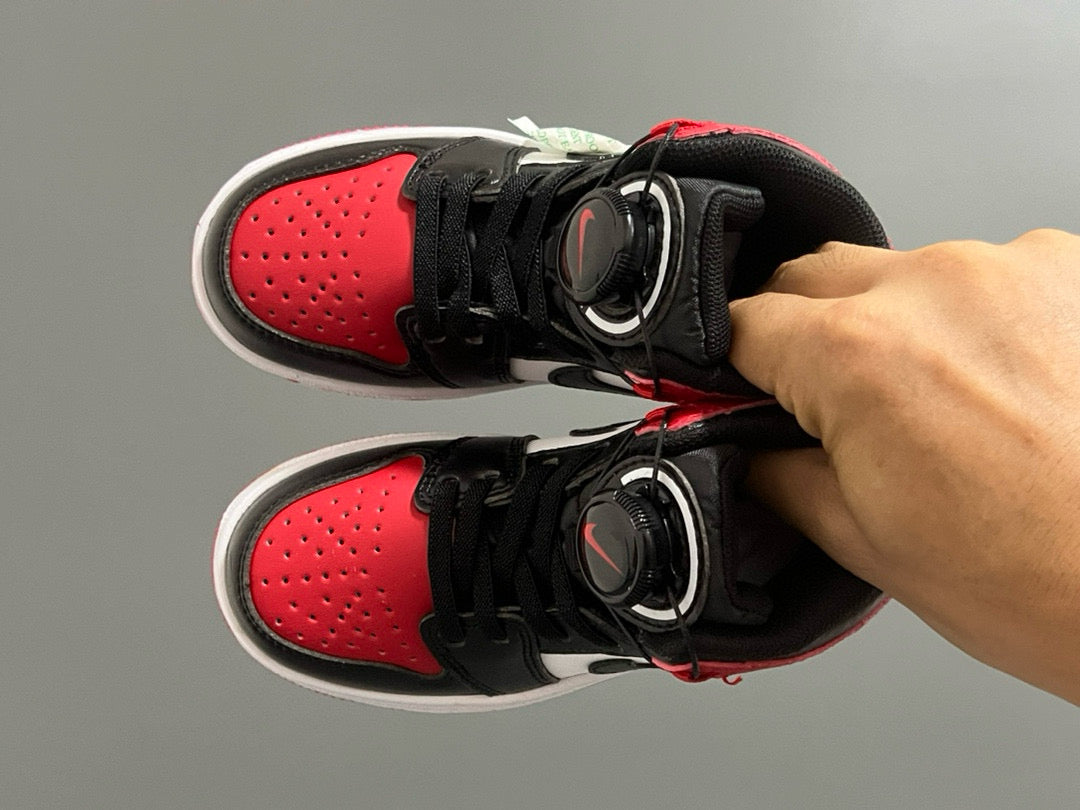 Joe 1 Zhongbang lock children's sports shoes" white, black, red"