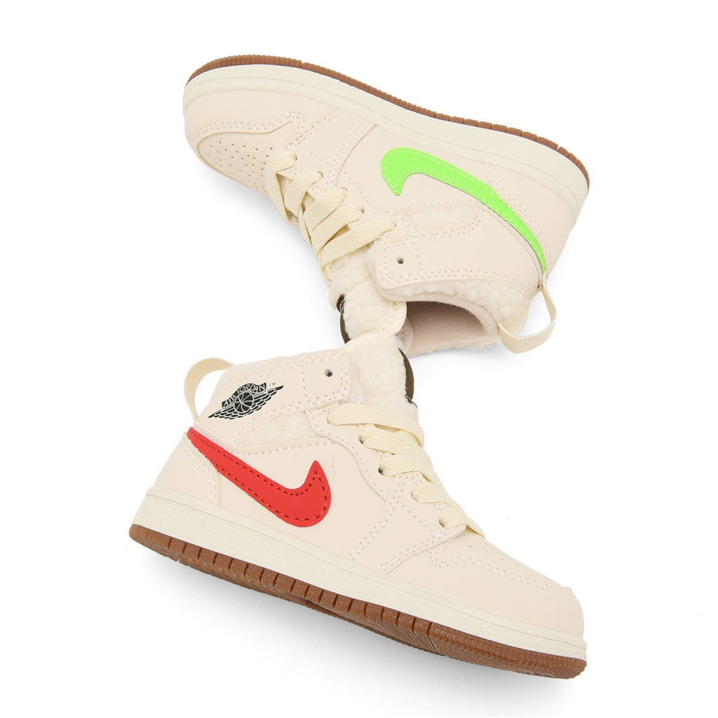 AJ-127" cream, neon green, blue"