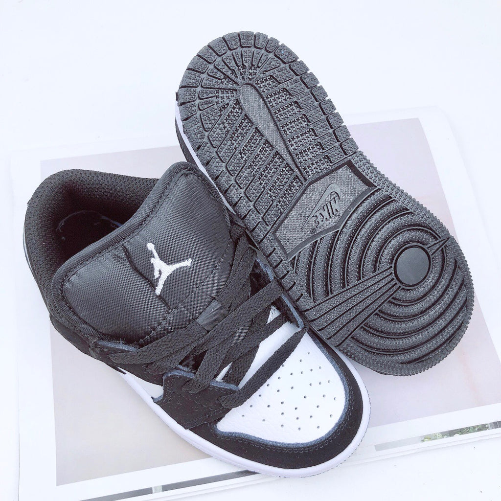 Joe 1 low-top elastic buckle parent-child shoes" black, white"