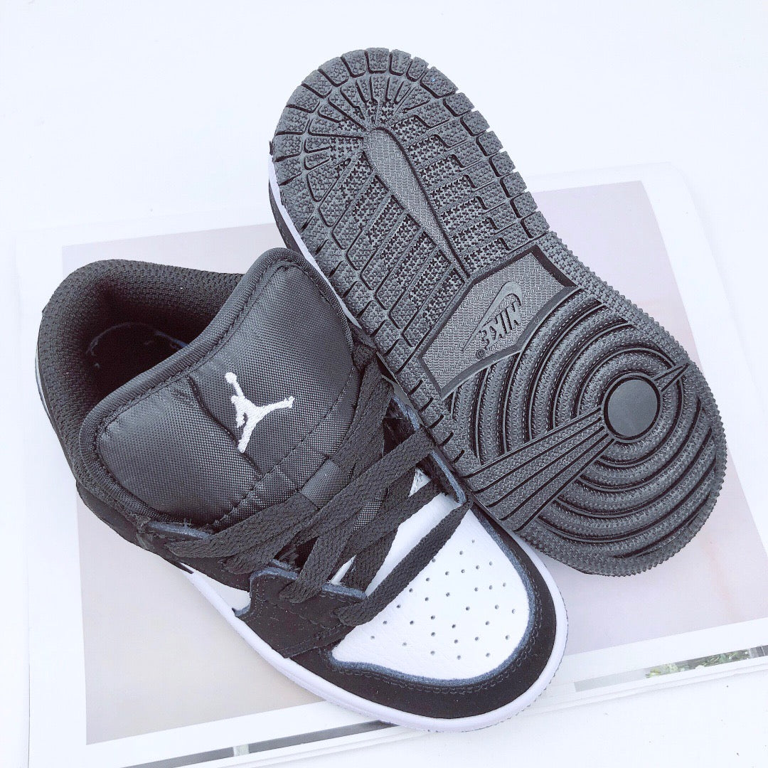 Joe 1 low-top elastic buckle parent-child shoes" black, white"
