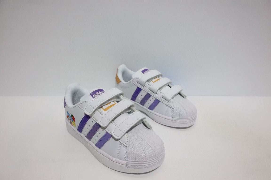 Shell toe two-layer cartoon children's shoes" white, purple"