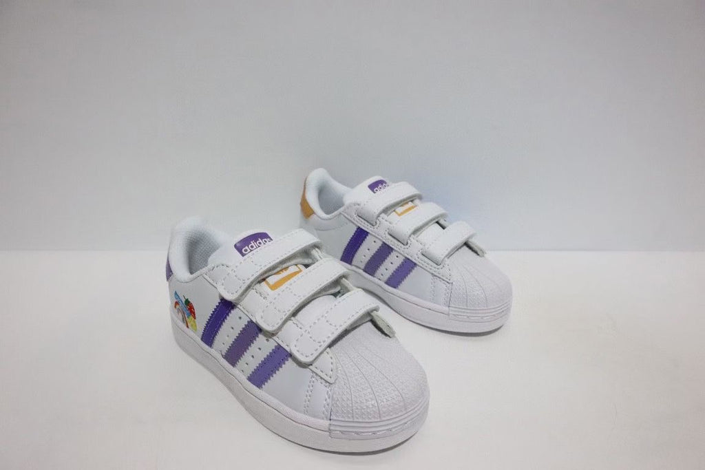 Shell toe two-layer cartoon children's shoes" white, purple"