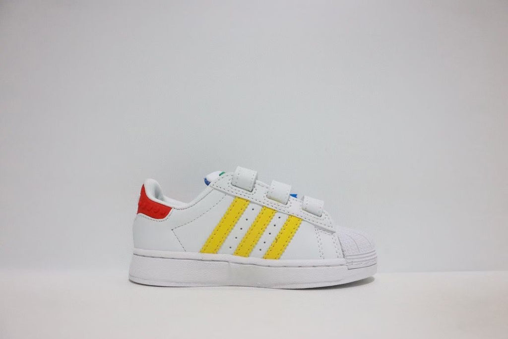 Shell toe two-layer cartoon children's shoes" white, yellow"