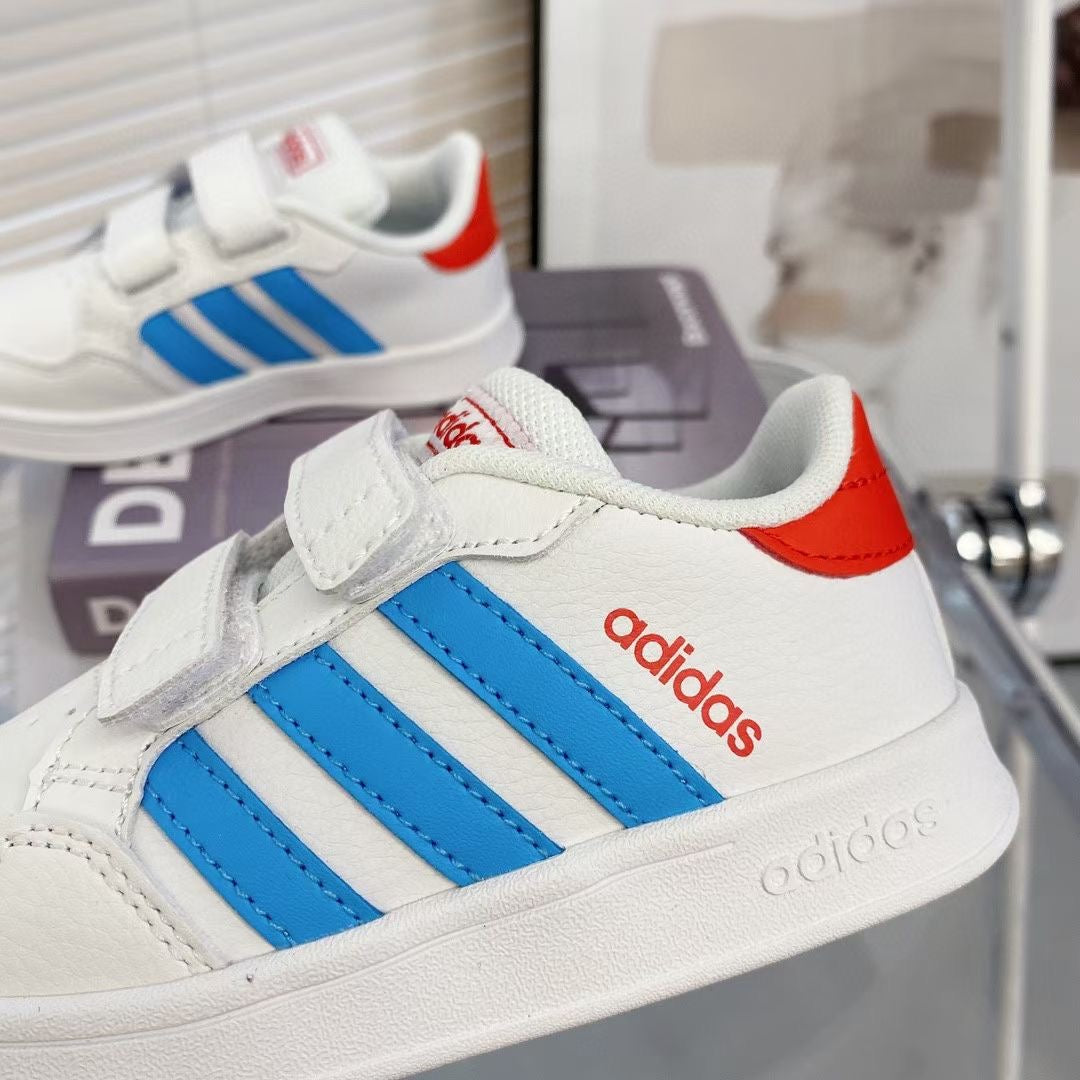 Adidas co-branded Velcro children's shoes" white, blue, red"