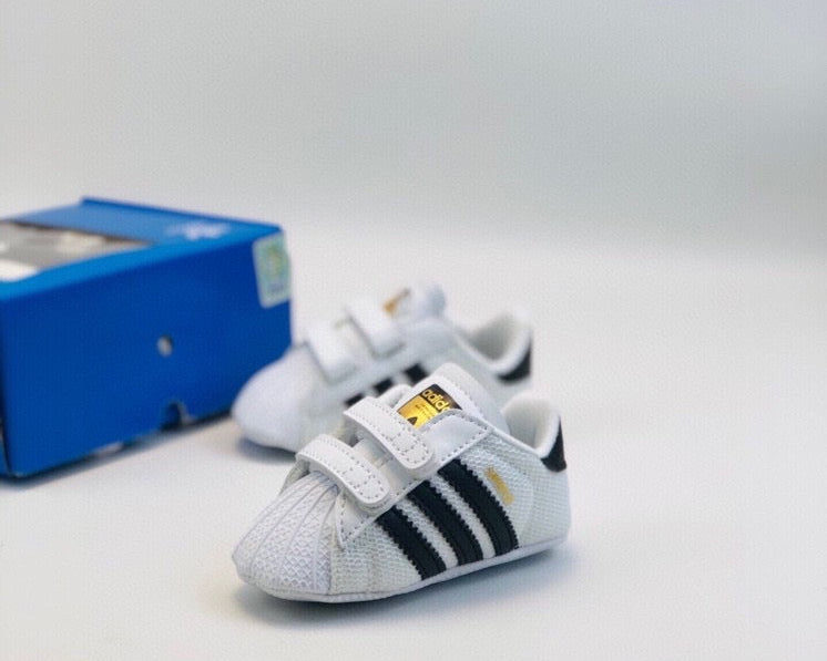 Adidas baby shoes" white, black"