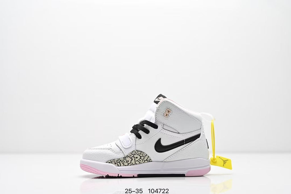 Jordan 312 high top children's shoes full second layer leather" white, Pink"