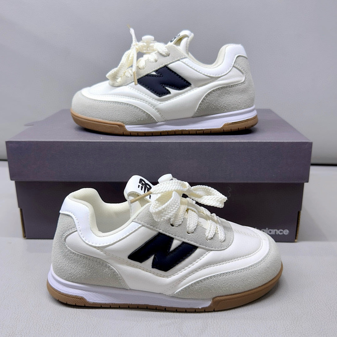 NB URC42LA lace-up buckle children's shoes" white, light gray"