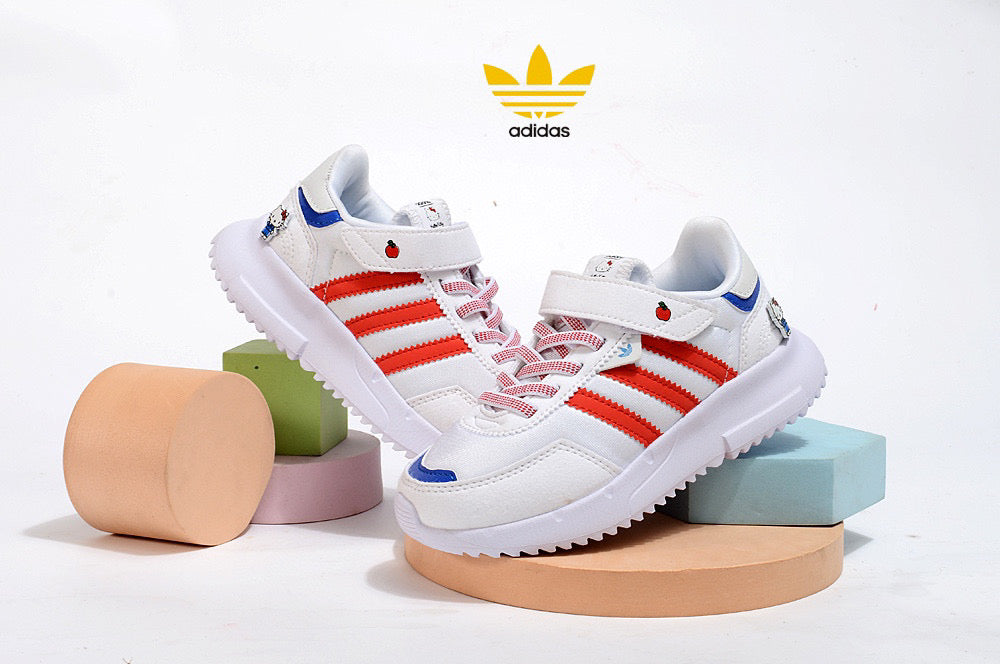 Adidas clover lightweight soft sole" white, red"