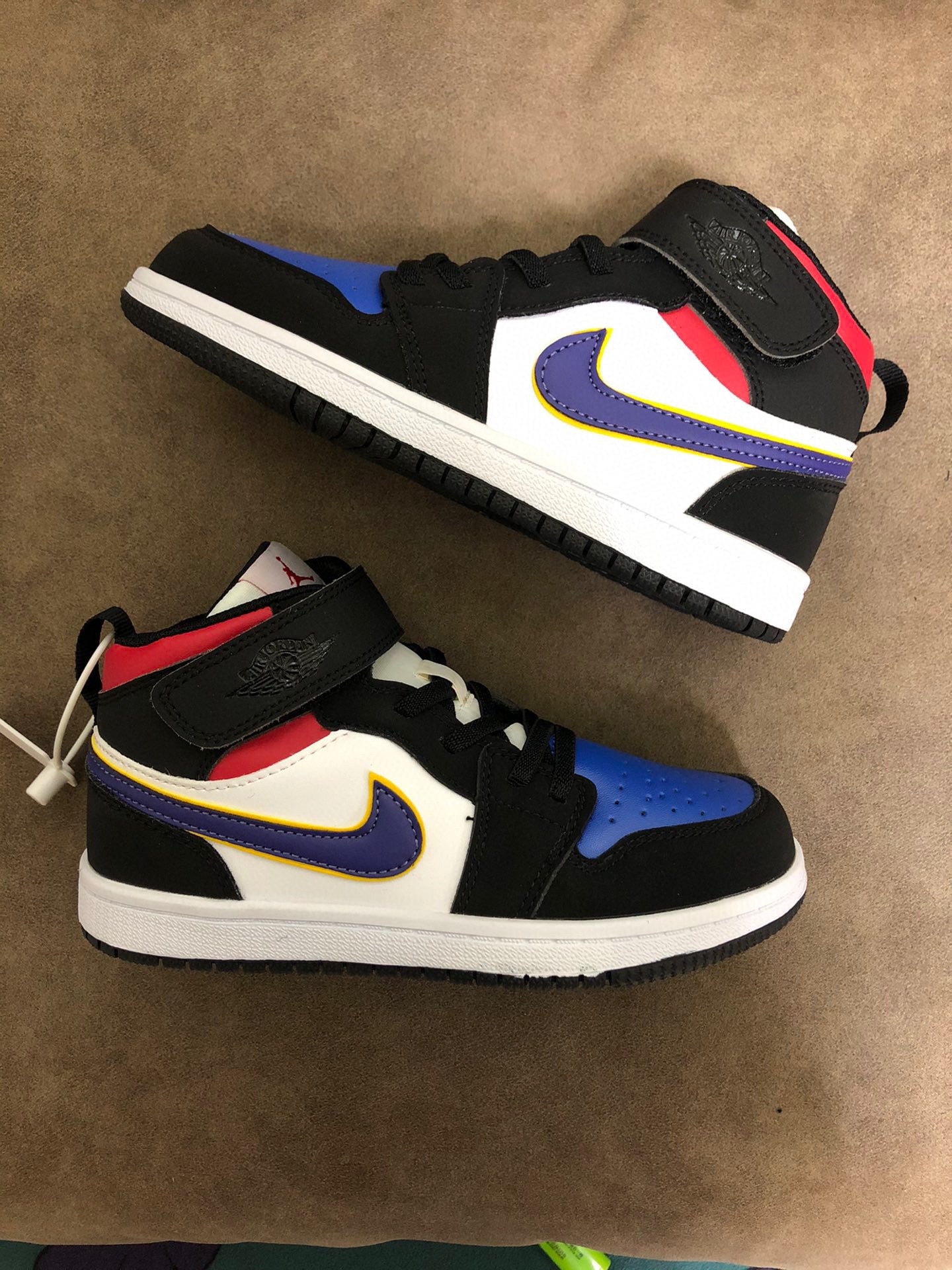 Joe's high-top Velcro children's shoes" white, black, blue"