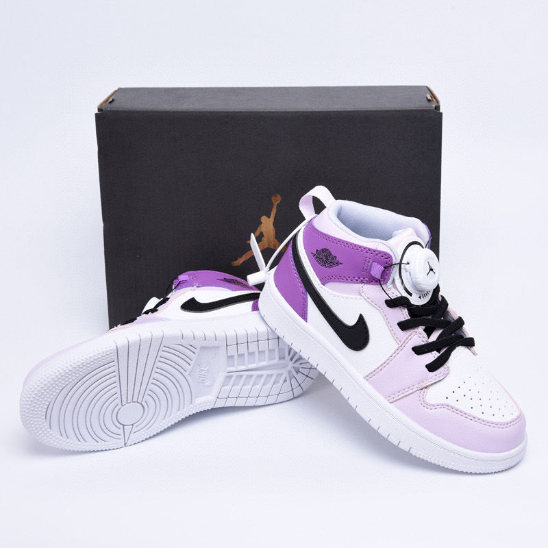 Joe 1 rotating button high top children's shoes" white, purple"