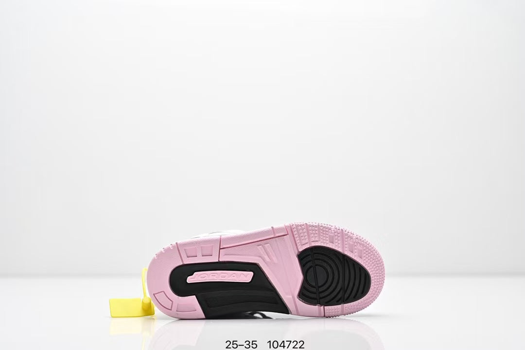 Jordan 312 high top children's shoes full second layer leather" white, Pink"