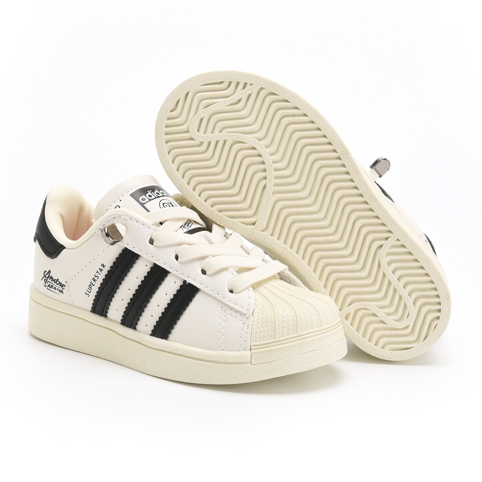 Adidas shell toe lace-up sneakers " white, black"