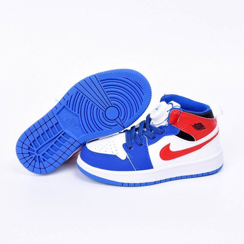 Joe 1 rotating button high top children's shoes" white, blue, red"