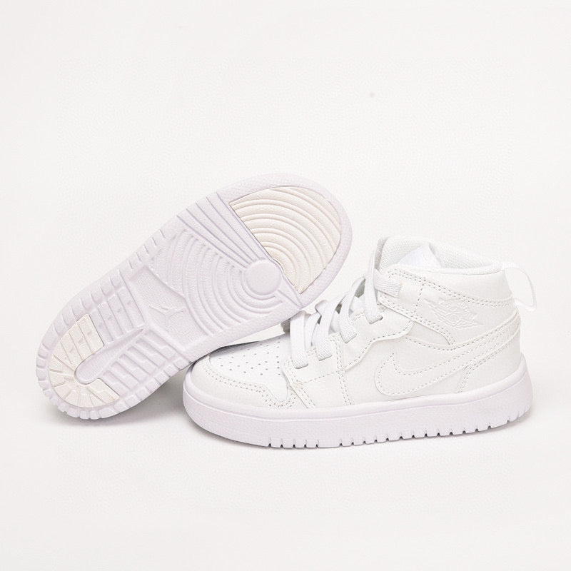 Jordan high top inner Velcro elastic band children's shoes" white"