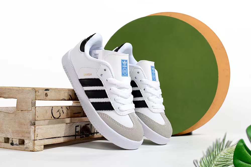 Adidas children's training shoes" white, black"