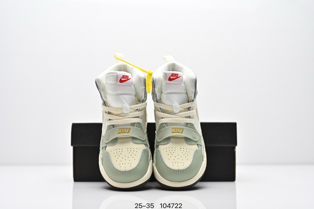 Jordan 312 children's shoes" very light cream color, & olive green"