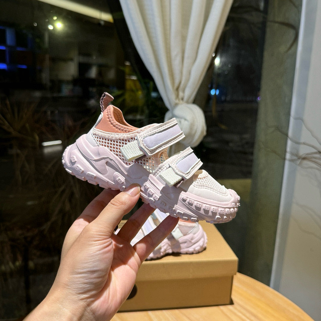 Nike tire bottom Velcro hollow sandals" light cream/ pink, blue"
