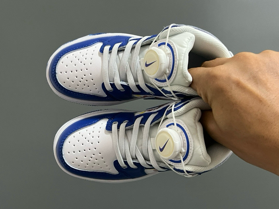 Joe 1 Zhongbang lock children's sports shoes" white, blue"