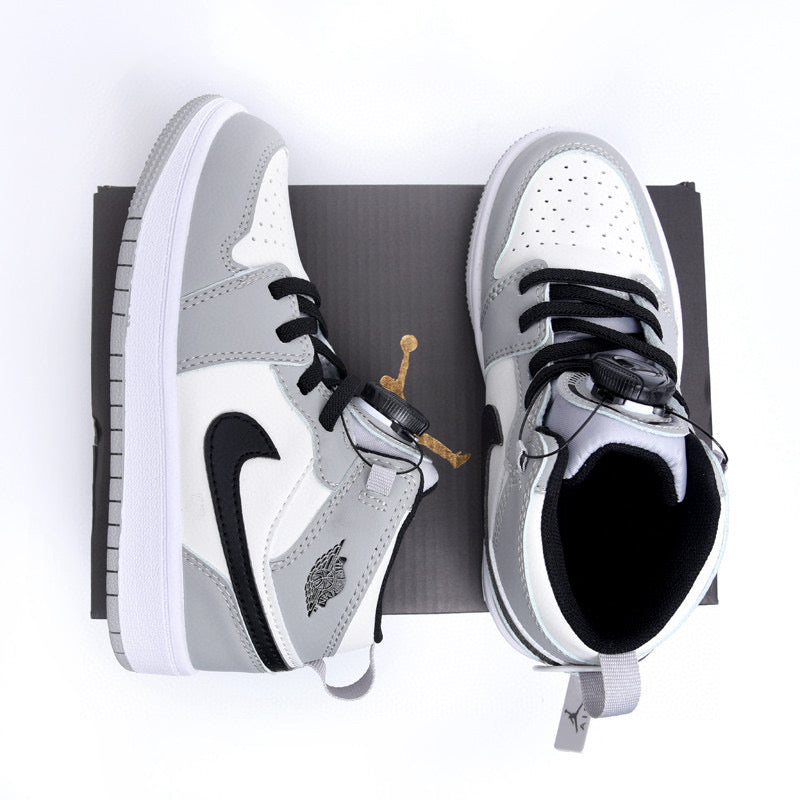 Joe 1 rotating button high top children's shoes" white, gray"