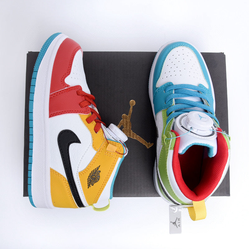 Joe 1 rotating button high top children's shoes" red, orange, white"