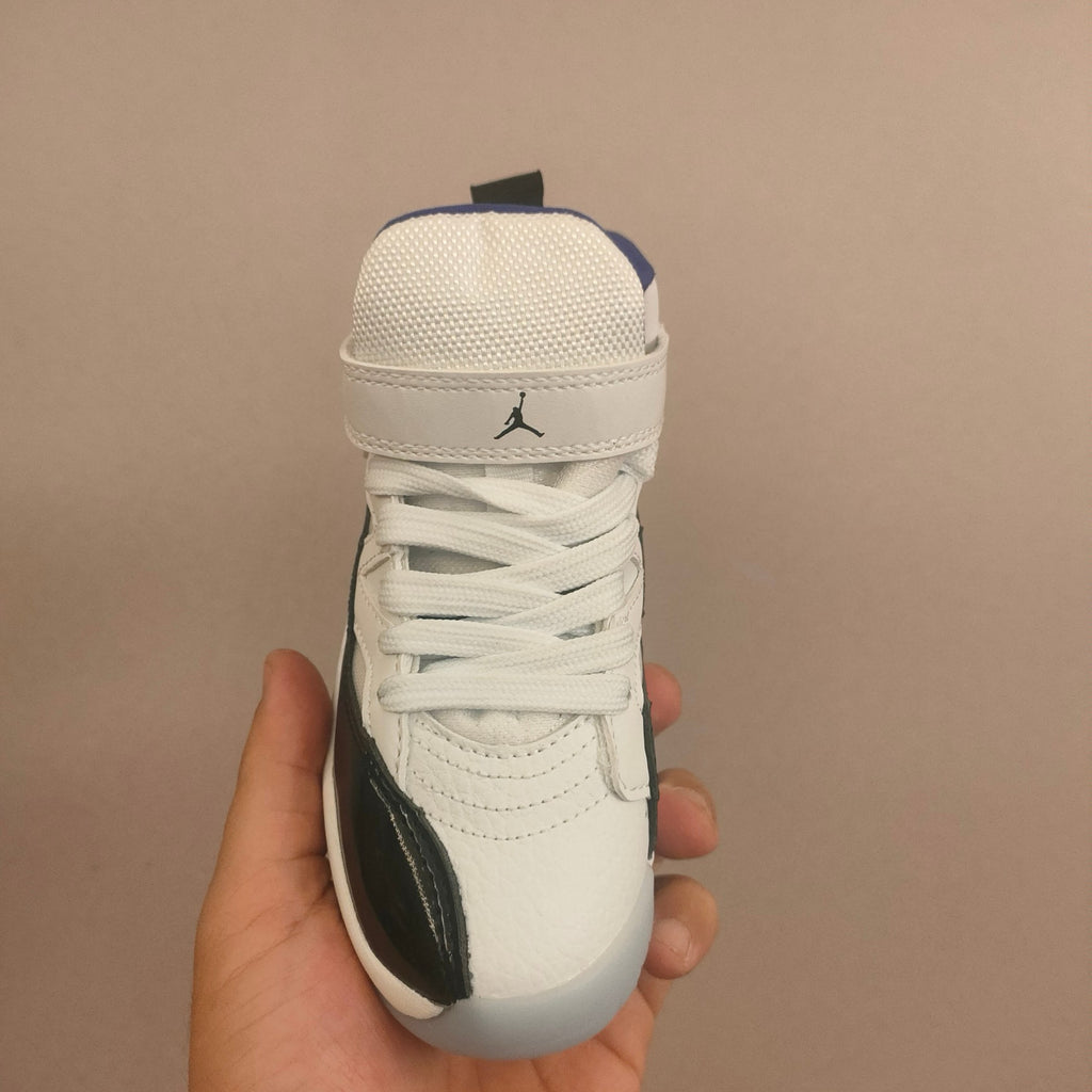 Jordan 612 single buckle children's shoes" black, white"