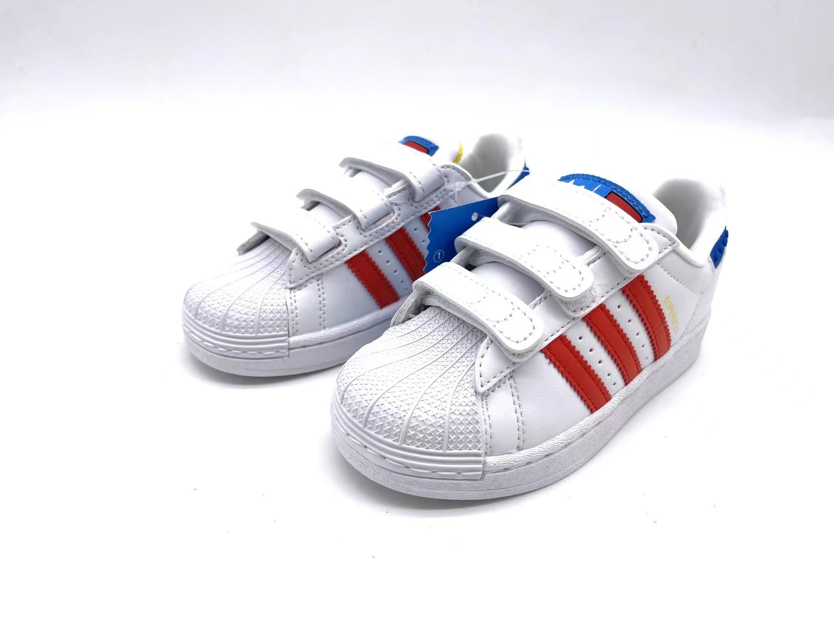 Adidas classic shell toe children's shoes" white, red, blue"