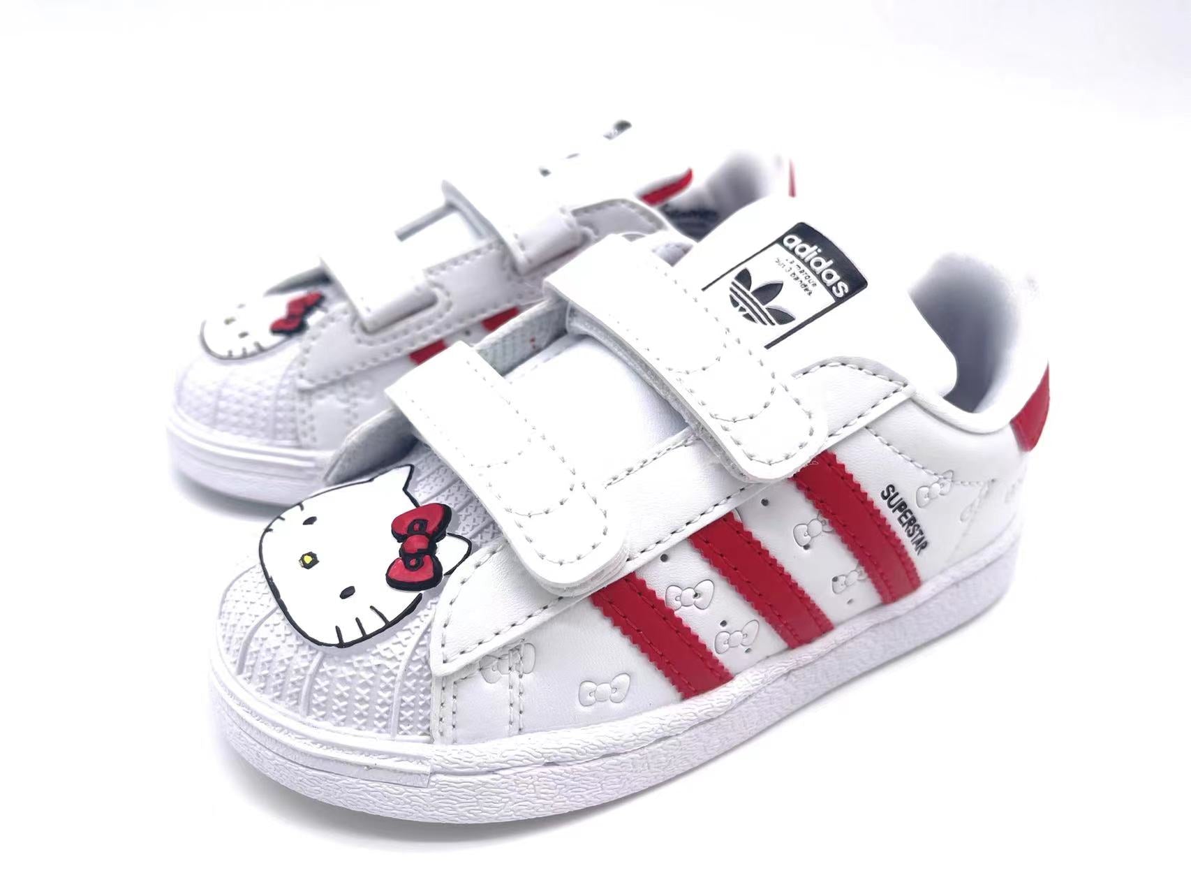 Adidas classic shell toe children's shoes" white, red"