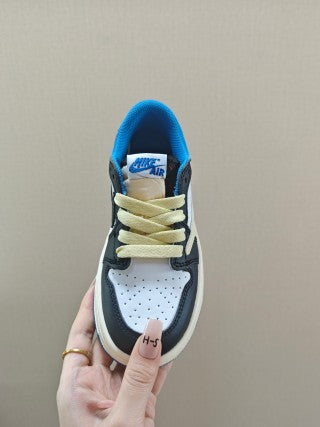Qiao Yizhuan G version low-top children's lace-up sports shoes" black, white, blue"
