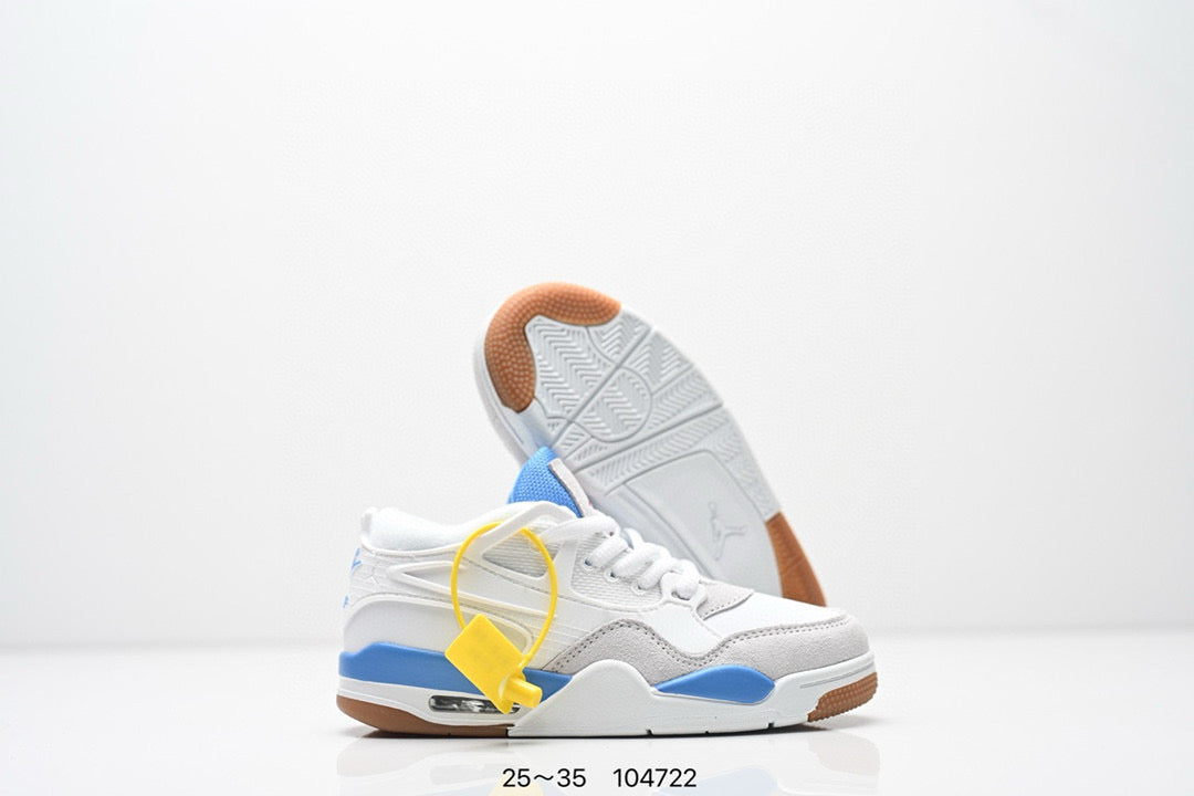 Jordan 4 low-top air cushion basketball shoes" white, blue"