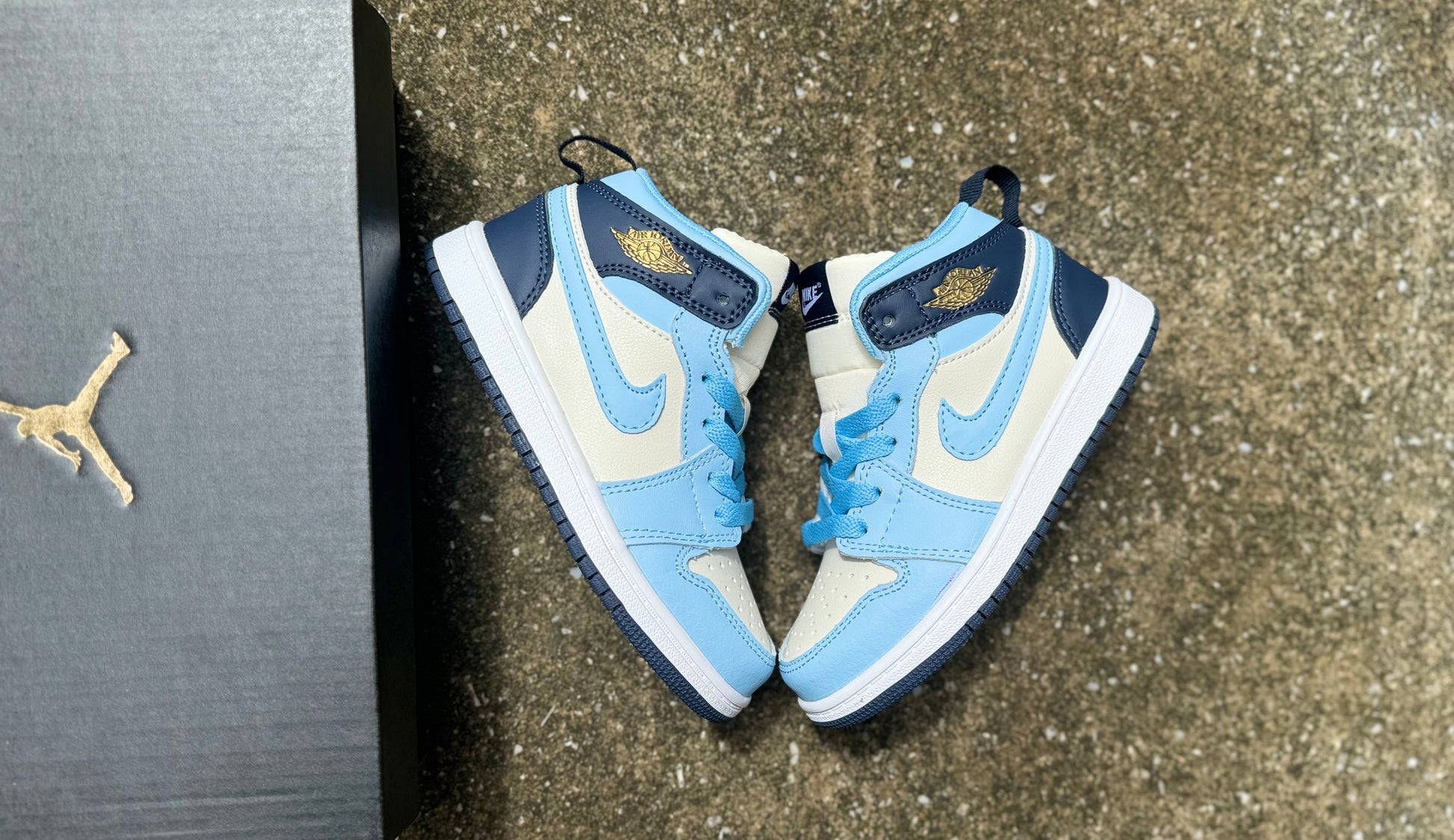 Joe 1 lace up" white, sky blue"