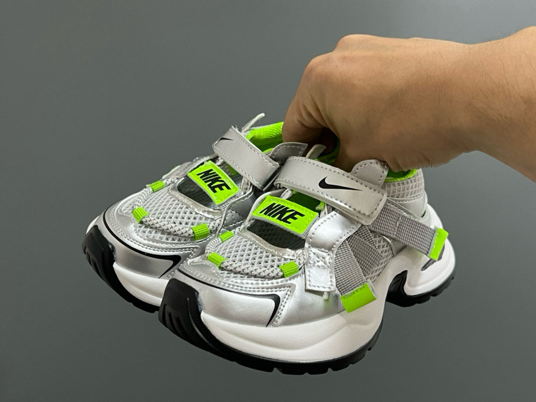 Nike Velcro Mesh Daddy Shoes for Kids" white , gray