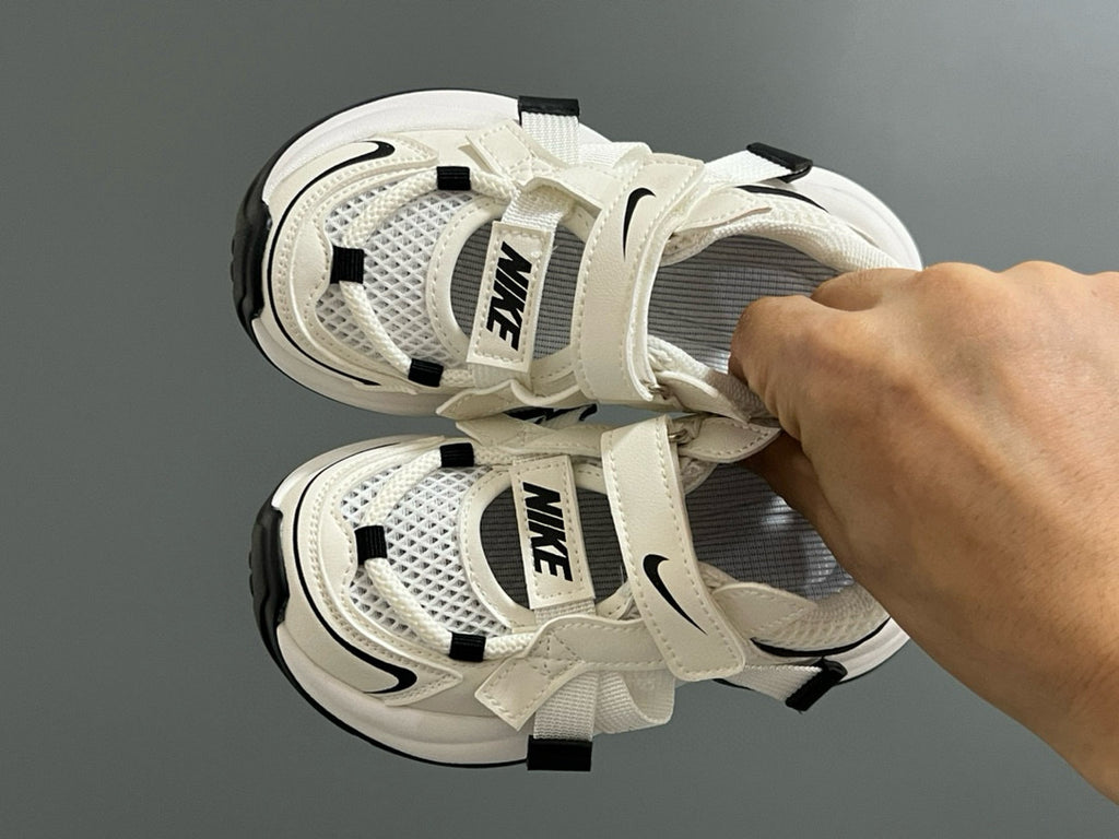 Nike Velcro Mesh Daddy Shoes for Kids" white , cream"