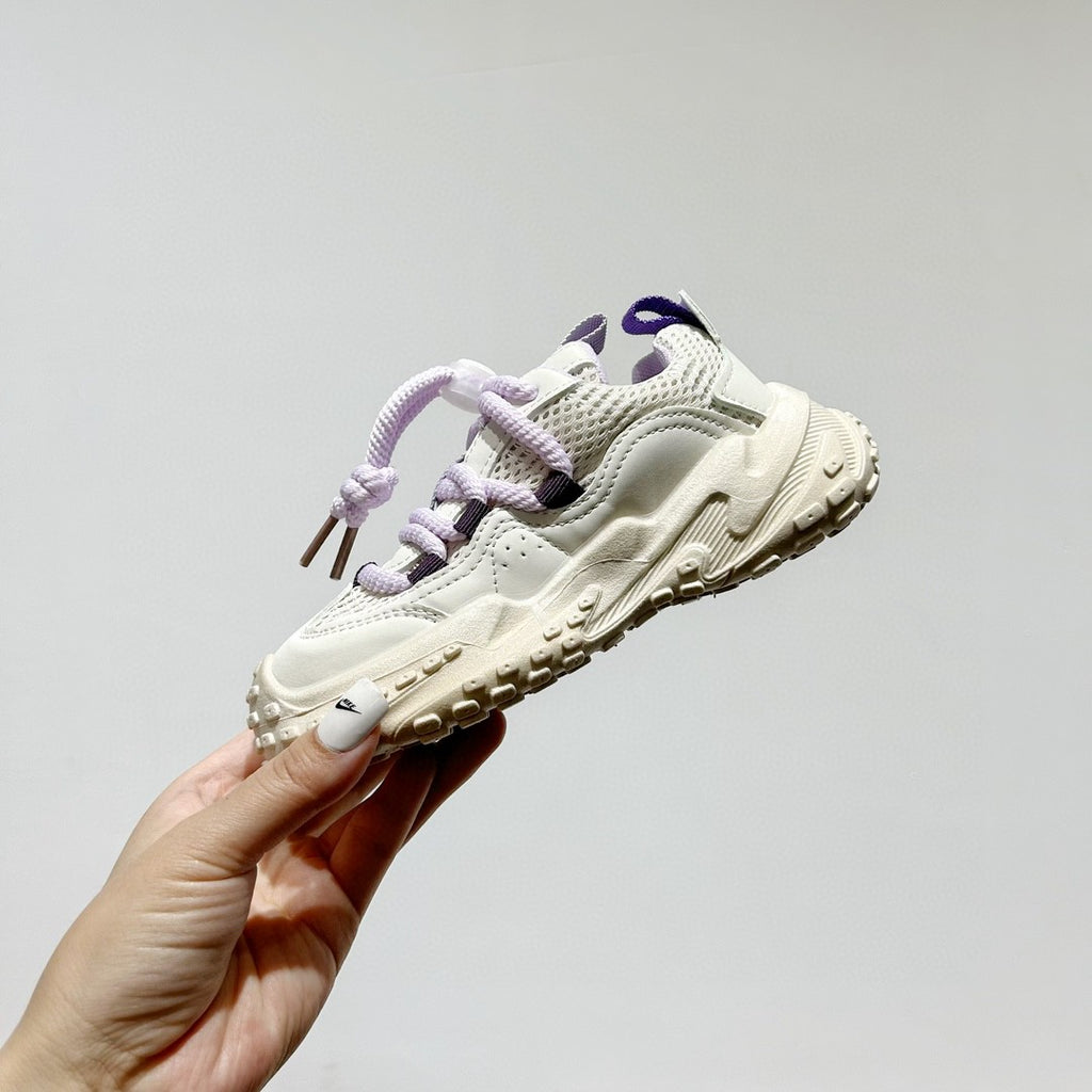 NK mesh drawstring children's tire shoes "cream, Beige, light purple"