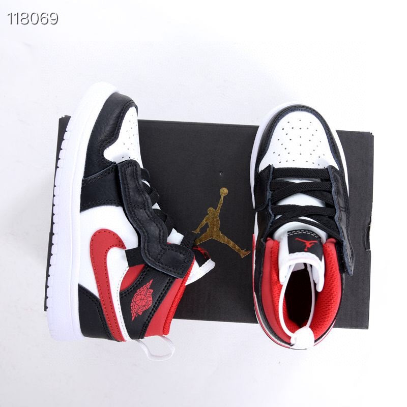 Jordan high top elastic band" white, black, red"
