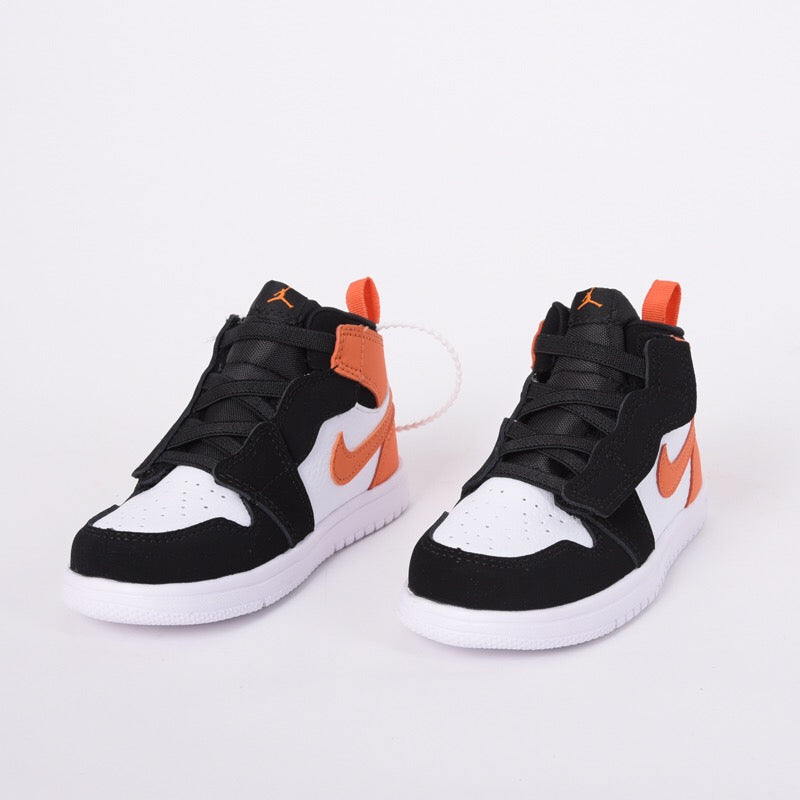 Jordan high top elastic band" white, black, orange"