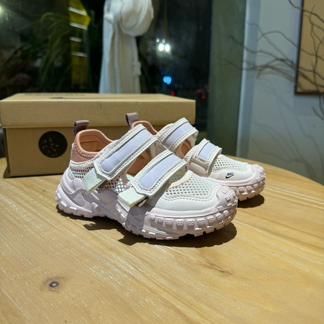 Nike tire bottom Velcro hollow sandals" light cream/ pink, blue"