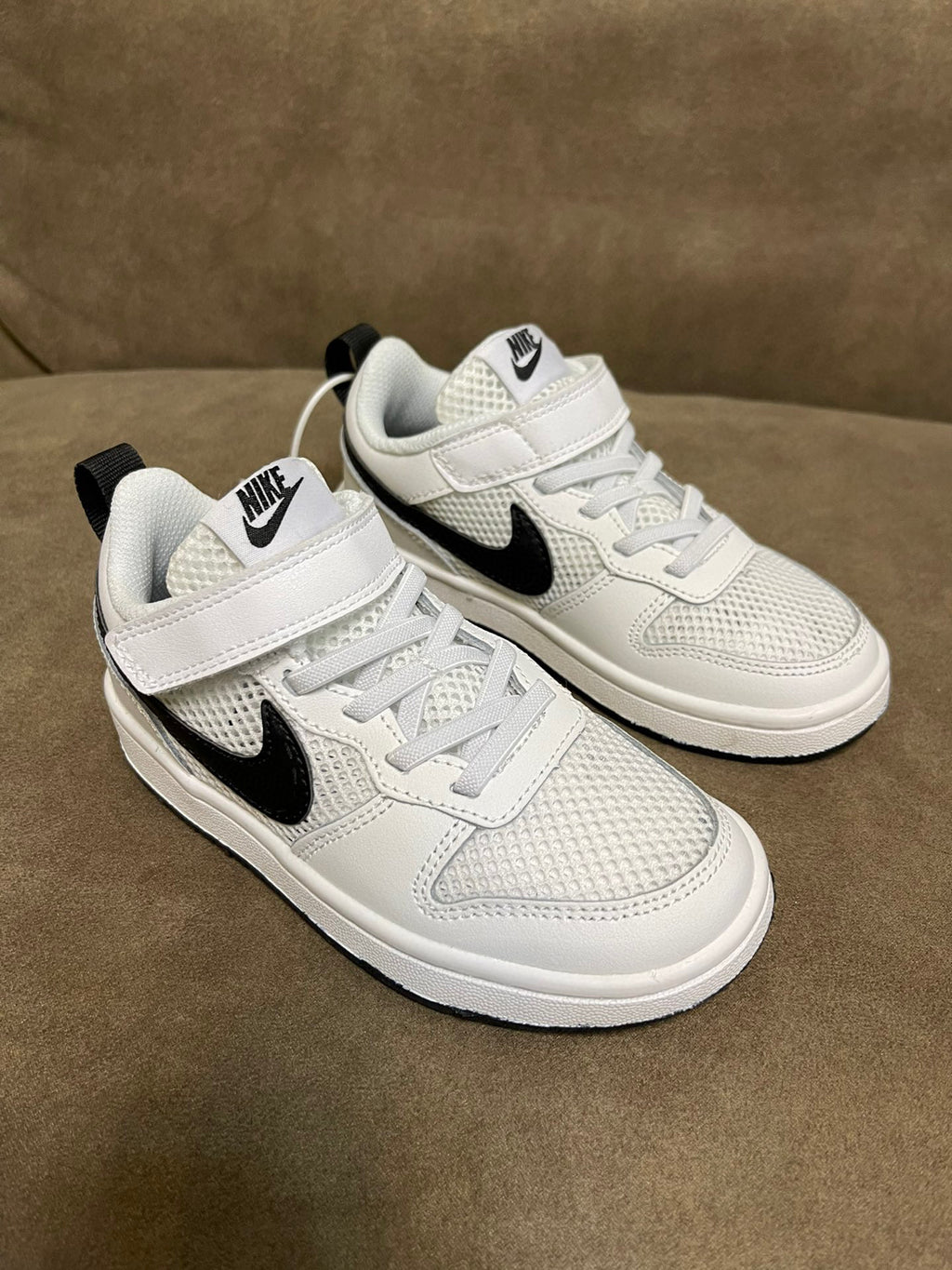 NIKE workwear Air Force One mesh elastic band Velcro children's shoes" white"