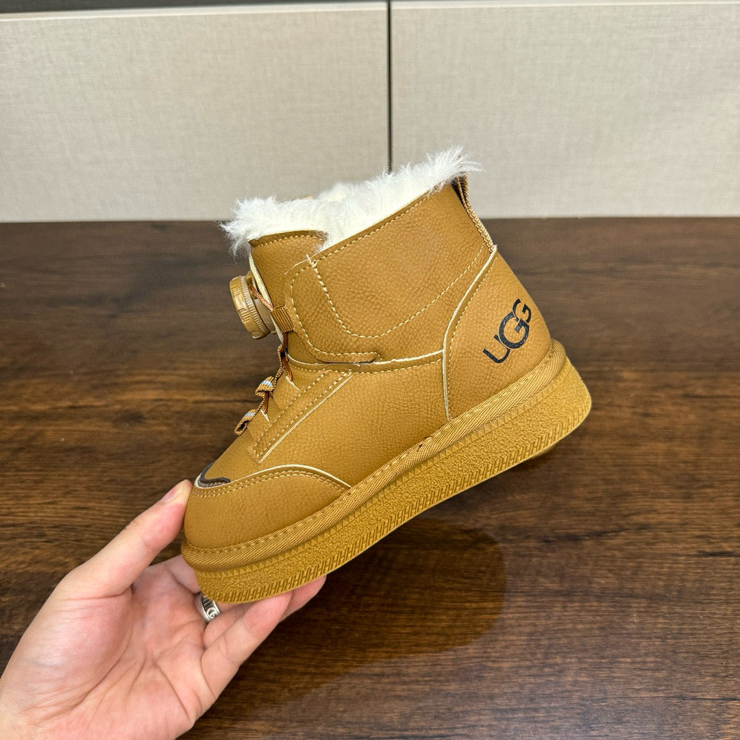 U-GG mid-cut swivel button plus suede leather children's shoes" camel"