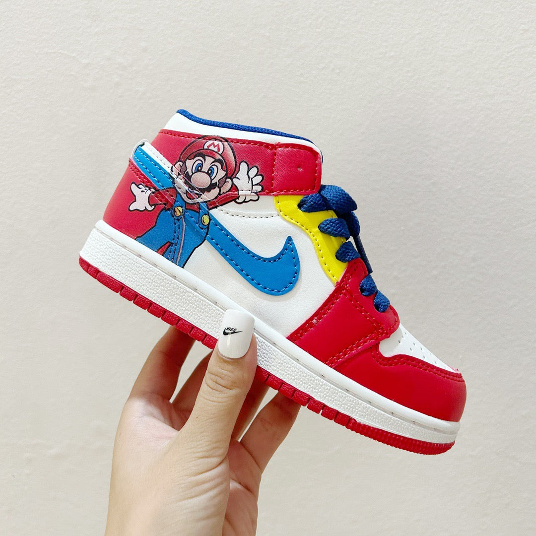 AJ1 Super Mario joint" red, white, yellow, blue"
