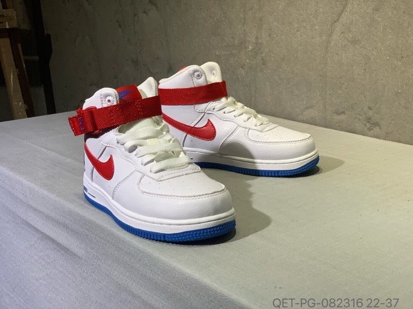 High-top Macaron Air Force" white, red"