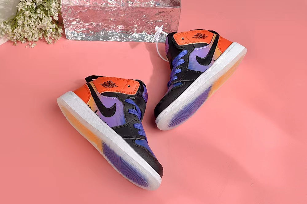Jordan AJ1 children's shoes" white, blue, purple, orange"