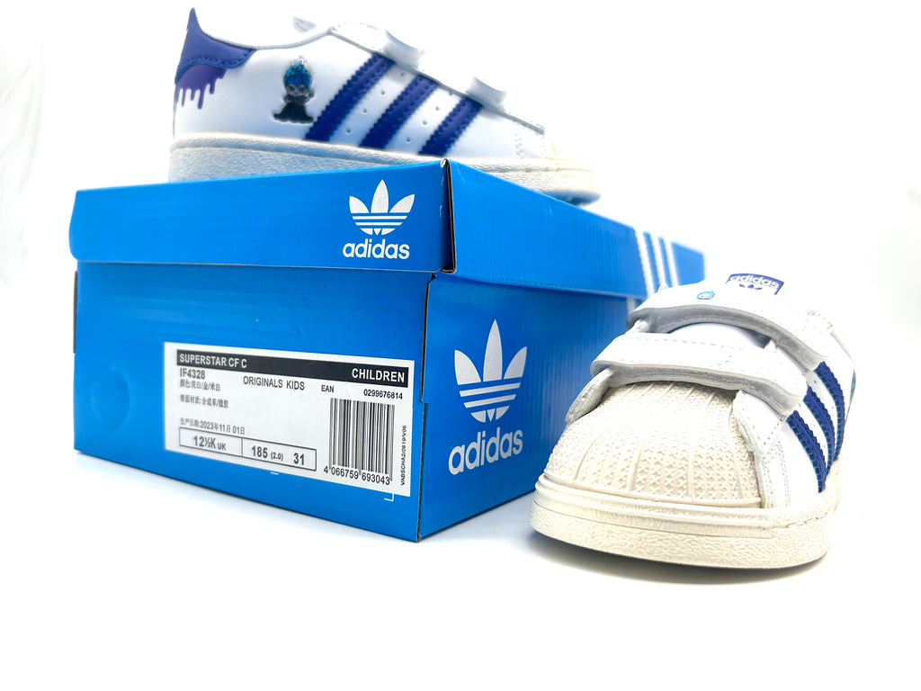 Adidas classic shell toe children's shoes" white, blue"